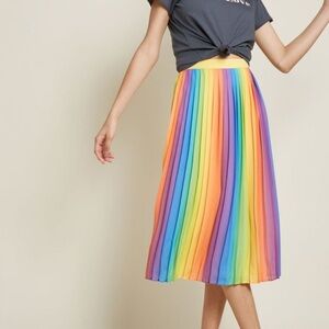 Modcloth Rainbow Pleated Midi Skirt